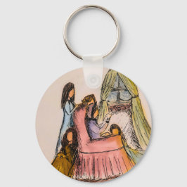 Kleine vrouwen brief scene in de winter sleutelhan sleutelhanger