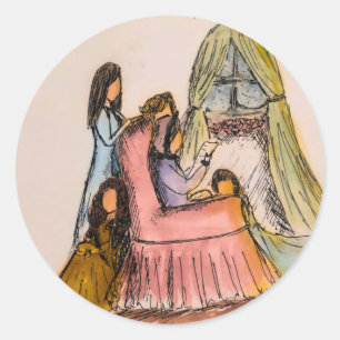 Kleine vrouwen lezen brief Sticker