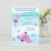 Kleine walvis Baby en mammie kus Baby shower roze Kaart (Staand voorkant)