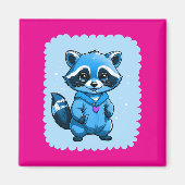 Kleine wasbeer in blauwe magneet (Voorkant)