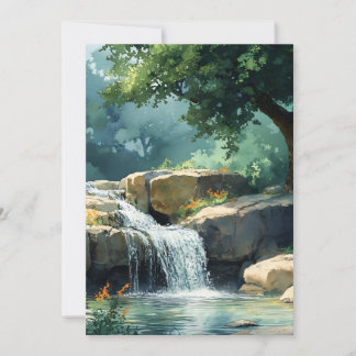 Kleine Waterval in Waterverf Feestdagenkaart