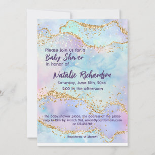 Kleine Waterverf Glitter Paars Girls Baby shower Kaart