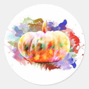 Kleine Waterverf Pompoen Halloween Herfst Seizoen Ronde Sticker