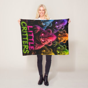 Kleine wezens neon monster groep portret deken