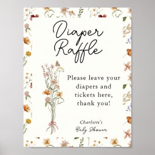 Kleine Wildbloem Roze Baby shower Diaper Raffle Poster