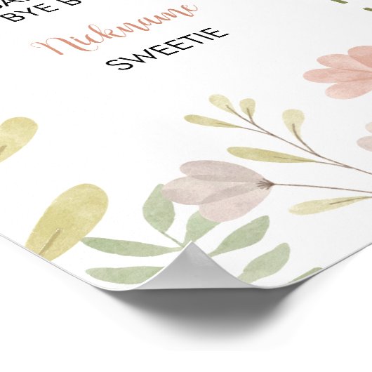 Kleine Wildbloemen 1e Verjaardag Mijlpaal teken Poster (Hoek)