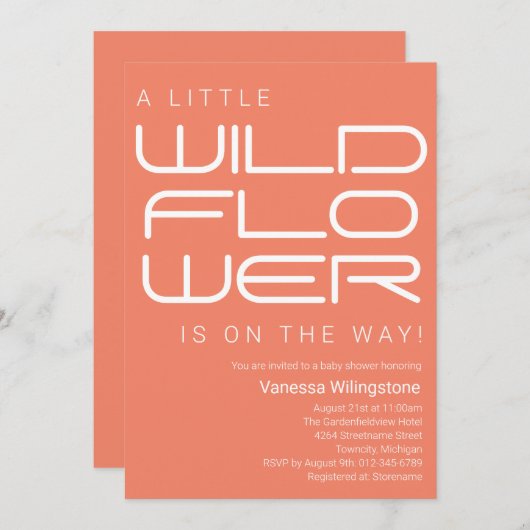 Kleine wilde Baby shower Kaart (Voorkant / Achterkant)