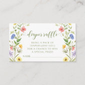 Kleine wilde bloem baby meisje douche luier loteri informatiekaartje (Voorkant)