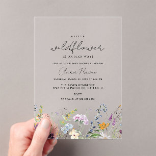 Kleine Wilde Bloem Baby Shower Acryl Uitnodigingen