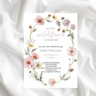 Kleine Wilde Bloem Baby Shower Roze Bloemen Kaart