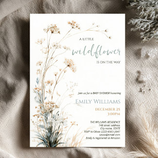 Kleine Wilde Bloem Baby Shower Salie Groene Weide Kaart