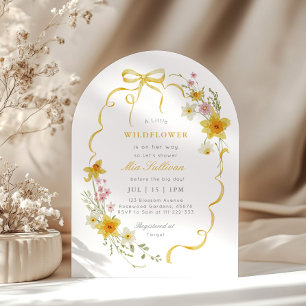 Kleine wilde bloem geel Spring Bow Baby shower Kaart