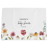 Kleine wilde bloem is onderweg naar Baby shower Groot Cadeauzakje (Voorkant)