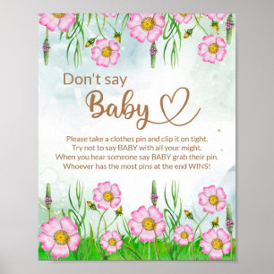 Kleine wilde bloem is onderweg naar Baby shower Poster