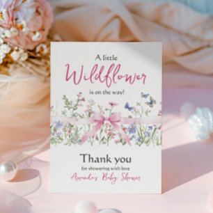 Kleine Wilde Bloem Meisje Roze Strik Baby Shower Briefkaart