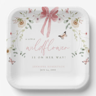 Kleine Wilde Bloem Vlinder Meisje Baby Shower Papieren Bordje