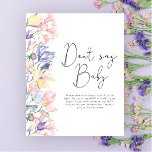 Kleine wilde bloemen baby shower Zeg niet baby Poster