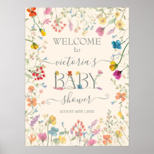 Kleine wilde bloementuin Baby Welkomstbord Poster
