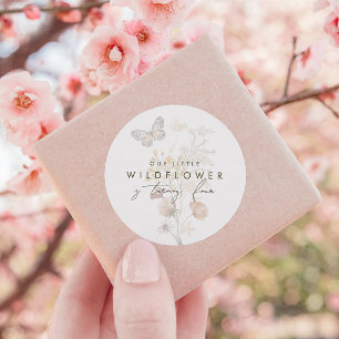 Kleine wilde bloemvlinderbloemenmeiden ronde sticker