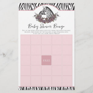 Kleine Wilde Eén Zebra Safari Baby Shower Bingo