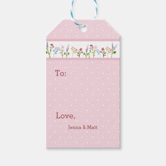 Kleine Wilde Pink Polka Dot Cadeaulabel (Voorkant)