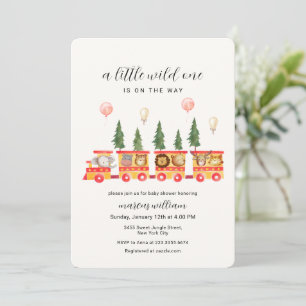 Kleine Wilde Safari Dieren Trein Baby Shower Kaart