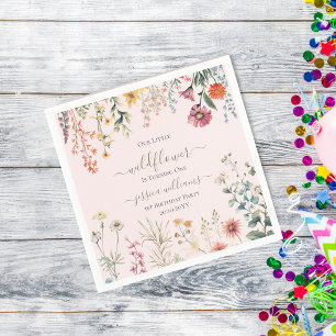 Kleine Wildflower Draaien Een 1e Verjaardag Servet