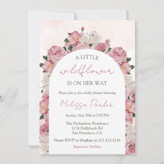 Kleine Wildflower Meisje Elegant Bloemen Baby show Kaart