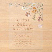 Kleine Wildflower op de weg Baby shower Acryl Uitnodigingen (Voorkant)