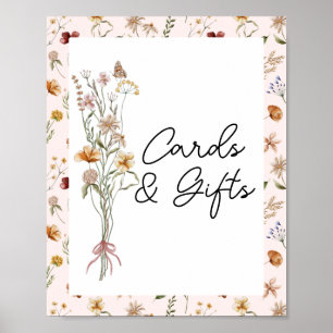 Kleine Wildflower Roze Baby shower Kaarten en gesc Poster