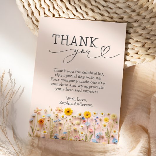 Kleine Wildflower Verjaardag Dank u kaart