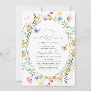 Kleine Wildflower Vlinder Ovaal Meisje Baby shower Kaart