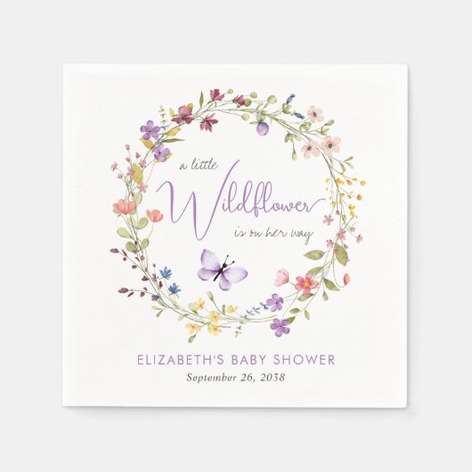 Kleine Wildflower Waterverf Baby Meisje Douche Servet (Voorkant)