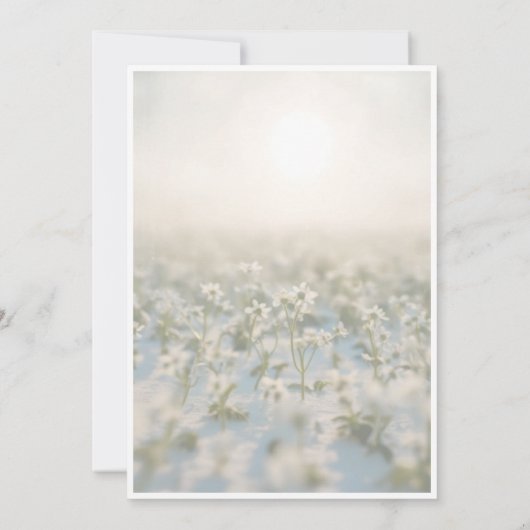 Kleine witte bloem verspreid over bedankkaart (Achterkant)