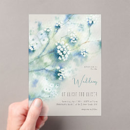 Kleine witte bloemen bruiloft acryl uitnodigingen