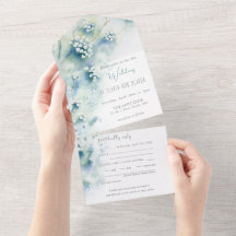Kleine witte bloemen bruiloft alles in één uitnodi