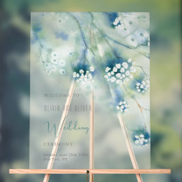 Kleine witte bloemen bruiloft welkom acryl bord