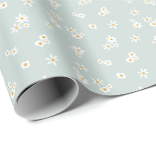 Kleine witte bloemen op blauw - naadloos patroon. cadeaupapier