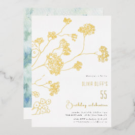 Kleine witte bloemen verjaardag elke leeftijd folie uitnodiging