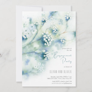 Kleine Witte Bloemen Verlovingsfeest Kaart