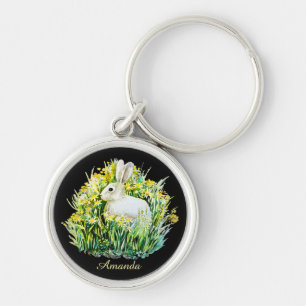 Kleine witte bloesem sleutelhanger