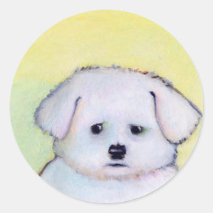 Kleine witte hond kunst tekening schattig Maltees Ronde Sticker
