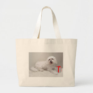 Kleine Witte Hond (Maltezer) Redding Grote Tote Bag