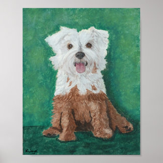 Kleine witte hond na het bad - Fine Art Print
