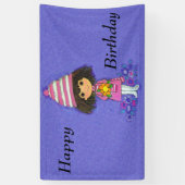 Kleine witte laarzen bloemen op Paars Spandoek (Verticaal)