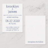 Kleine witte marineslag Blauwe Moderne Wedding Inv Informatiekaartje (Voorkant / Achterkant)