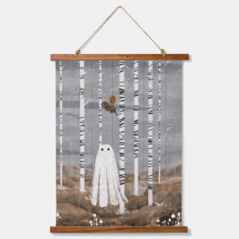 Kleine witte paddenstoelen hangend wandkleed