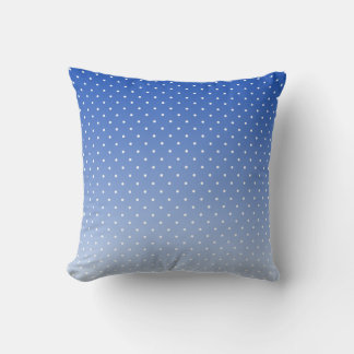 Kleine witte polka stippen-ombré blauwe kussensloo kussen