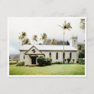 Kleine Witte Tropische Kerk Hawaii Briefkaart