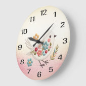 Kleine Witte Vogel Bloemen Muur Klok (Hoek)